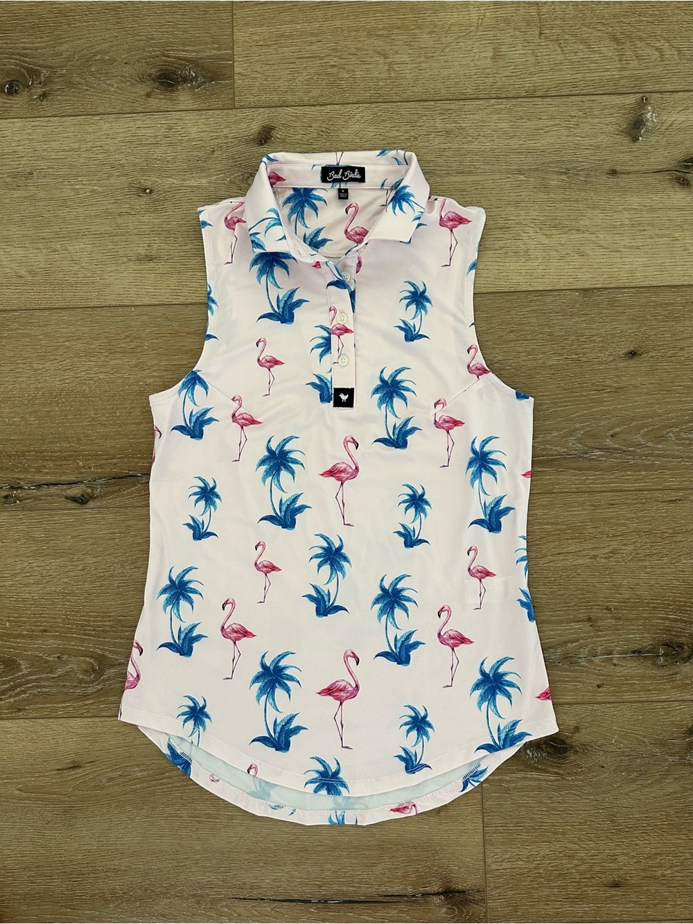 Bad Birdie Flamingo Palm Sleeveless Golf Polo